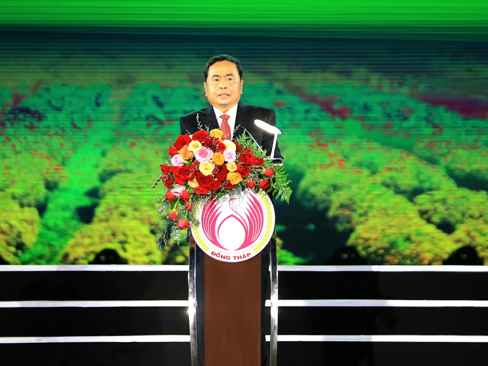 Ủy viên Bộ Chính trị, Phó Chủ tịch Thường trực Quốc hội Trần Thanh Mẫn phát biểu tại buổi lễ khai mạc Festival hoa - kiểng Sa Đéc 2023