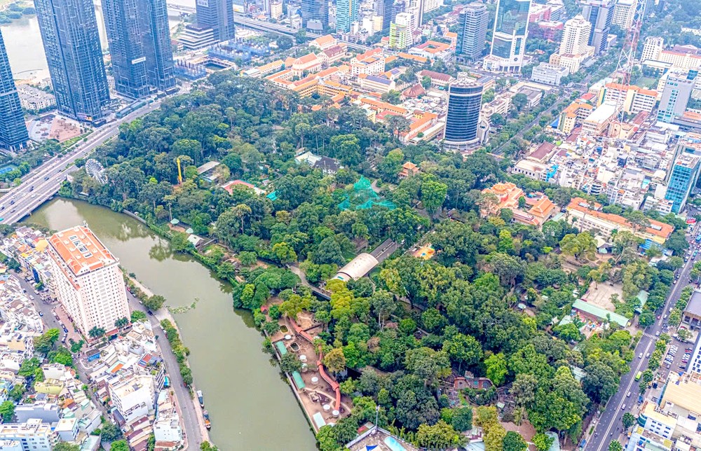 从高空俯瞰的西贡草禽园全景。