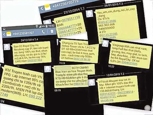 Mỗi ngày hiện có gần 14 triệu tin nhắn rác được phát tán. Mỗi ngày hiện có gần 14 triệu tin nhắn rác được phát tán.