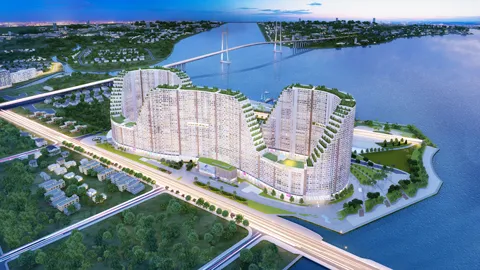 Căn hộ River City được bao bọc bởi sông Sài Gòn và sở hữu view nhìn tuyệt đẹp về hướng cầu Phú Mỹ.