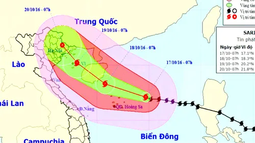 Sơ đồ dự báo hướng đi bão số 7 - Ảnh: Trung tâm dự báo Khí tượng Thủy văn Trung ương. Sơ đồ dự báo hướng đi bão số 7 - Ảnh: Trung tâm dự báo Khí tượng Thủy văn Trung ương.