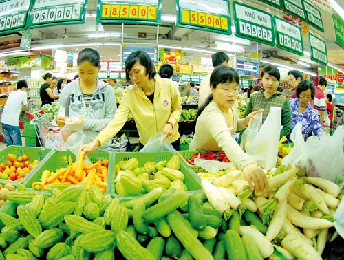 Mua rau, củ quả bình ổn giá tại siêu thị. Ảnh: THANH TÂM Mua rau, củ quả bình ổn giá tại siêu thị. Ảnh: THANH TÂM