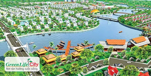 Phối cảnh biệt thự ven sông của Green Life City. Phối cảnh biệt thự ven sông của Green Life City.