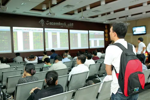 NĐT theo dõi giá CP tại SBS. Ảnh: LÃ ANH