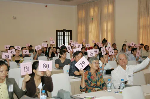 Cổ đông biểu quyết các tờ trình, chủ trương được HĐQT SMC đề xuất.