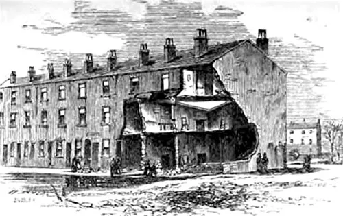 Khung cảnh hoang tàn ở Sheffield sau khi đập Dale Dike bị vỡ.