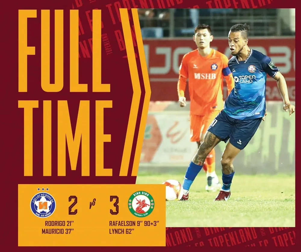 Thắng trận thứ 3 liên tiếp, Bình Định vươn lên dẫn đầu bảng xếp hạng