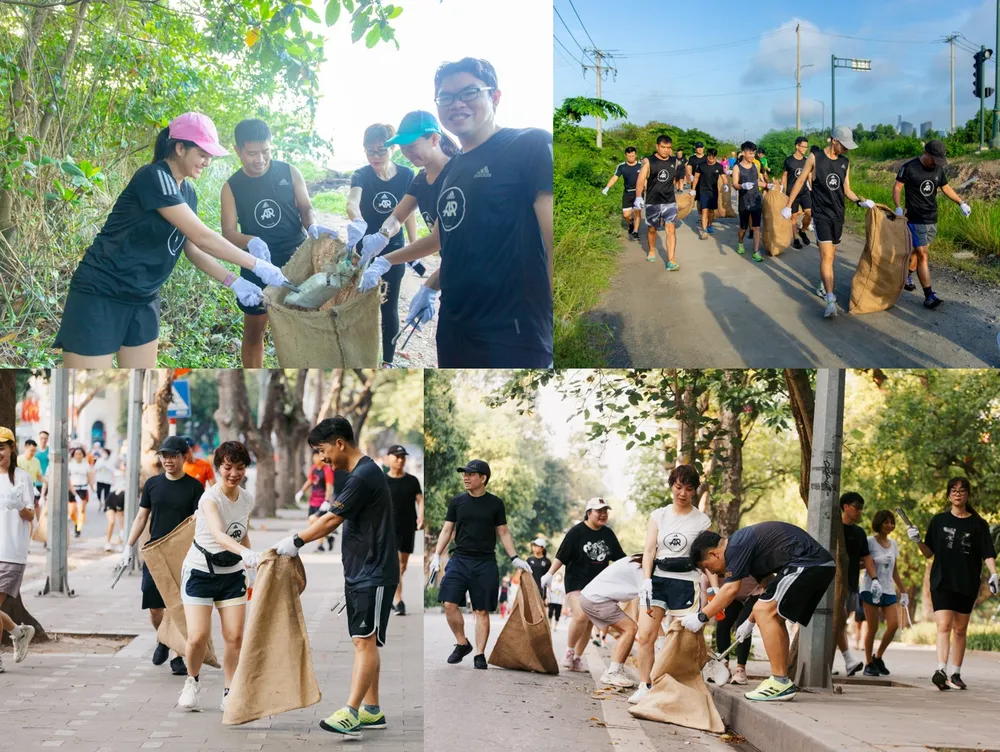 Vừa luyện tập vừa dọn rác thải trên cung đường chạy, góp phần bảo vệ môi trường. Vừa luyện tập vừa dọn rác thải trên cung đường chạy, góp phần bảo vệ môi trường.