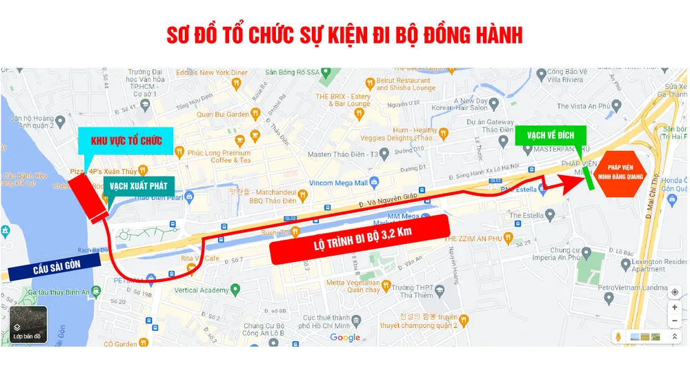 Lộ trình của Chương trình đi bộ đồng hành. Ảnh: UBND Thành phố Thủ Đức