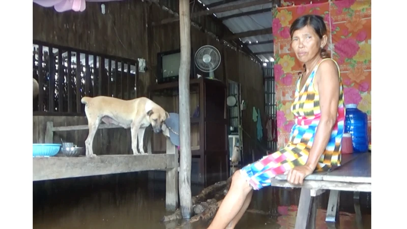 Mưa lớn kéo dài kết hợp với triều cường làm nhiều nhà dân sống ở lâm phần rừng tràm b­ị ngập