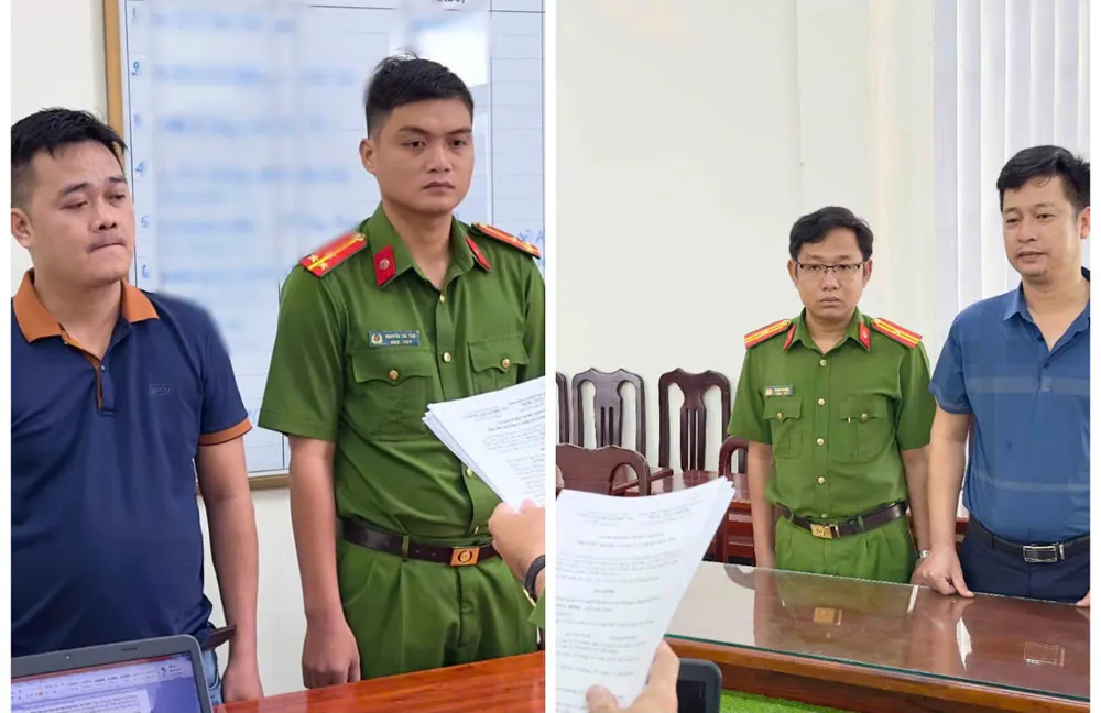 Đối tượng Huỳnh Đức Đạt (bìa trái) và Đỗ Huy Bình (bìa phải). Ảnh: TRỌNG NGUYỄN 874556f041d9f687afc8.jpg