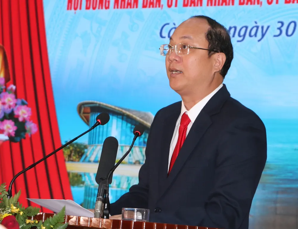 Bí thư Tỉnh ủy Cà Mau Nguyễn Hồ Hải phát biểu nhận nhiệm vụ Dai Hoi Nguyen Ho Hai 1.jpg