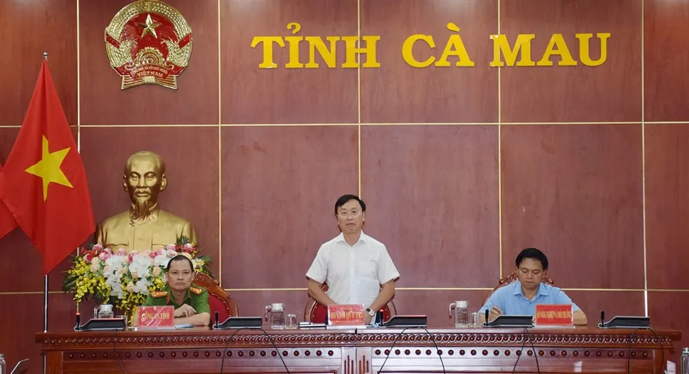 Phó Chủ tịch UBND tỉnh Cà Mau Huỳnh Hữu Trí phát biểu tại hội nghị. Ảnh: KIỀU NGÂN DSC_0090.638935312057841939.jpg