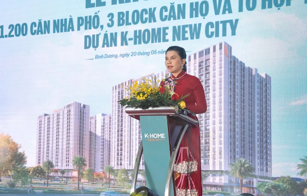 Bà Đặng Thị Kim Oanh – Chủ tịch HĐQT, Tổng Giám đốc Kim Oanh Group – phát biểu tại Lễ khởi công KO 3.jpg