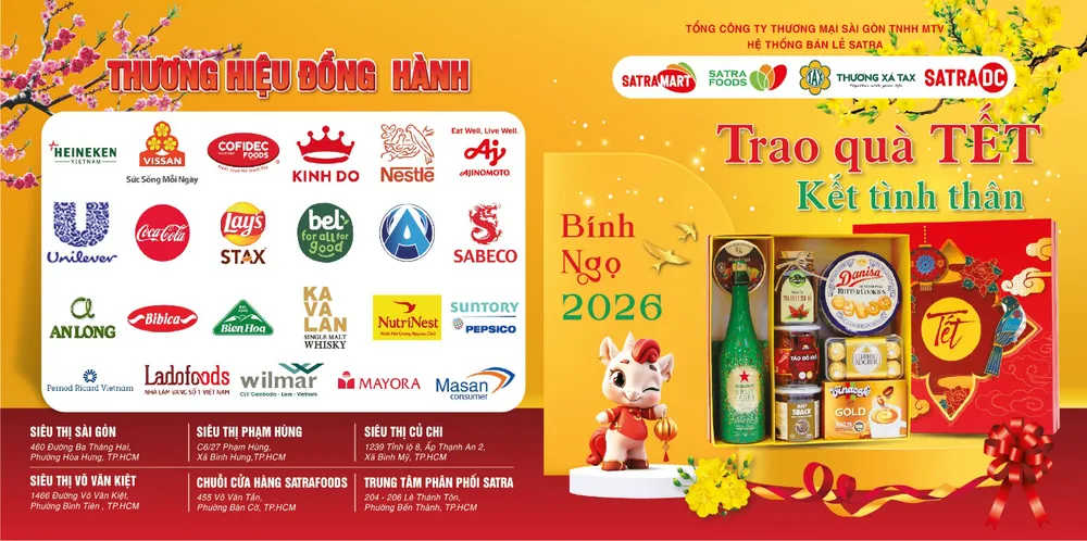 Nhiều thương hiệu nổi tiếng đồng hành cùng Hệ thống bán lẻ của SATRA mùa Tết 2026