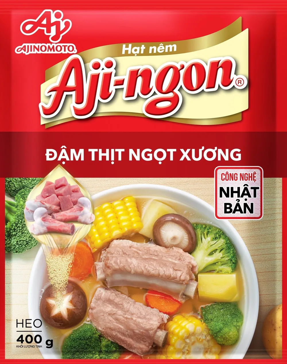 Hạt nêm “Aji-ngon” với thành phần chiết xuất xương thịt hầm được sản xuất trực tiếp tại nhà máy Hạt nêm “Aji-ngon” với thành phần chiết xuất xương thịt hầm được sản xuất trực tiếp tại nhà máy