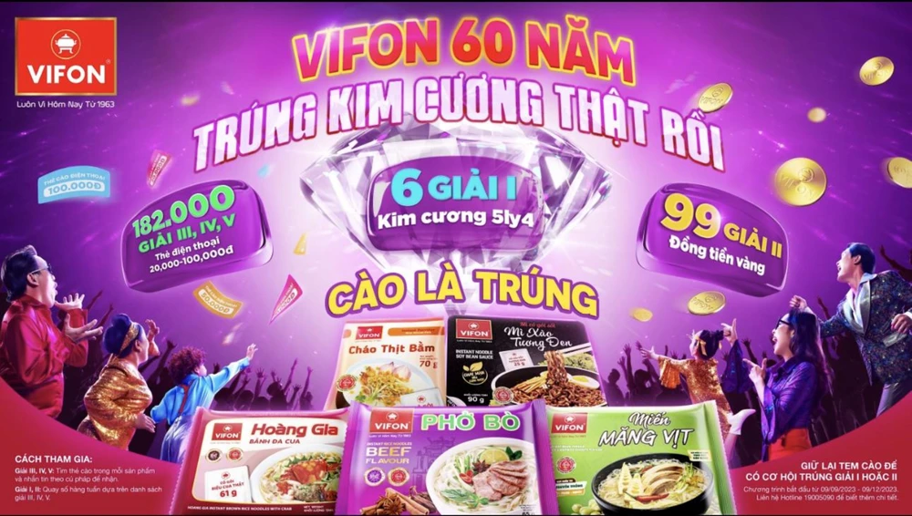 Cơ hội trúng thưởng kim cương thật nhân dịp sinh nhật 60 năm của VIFON