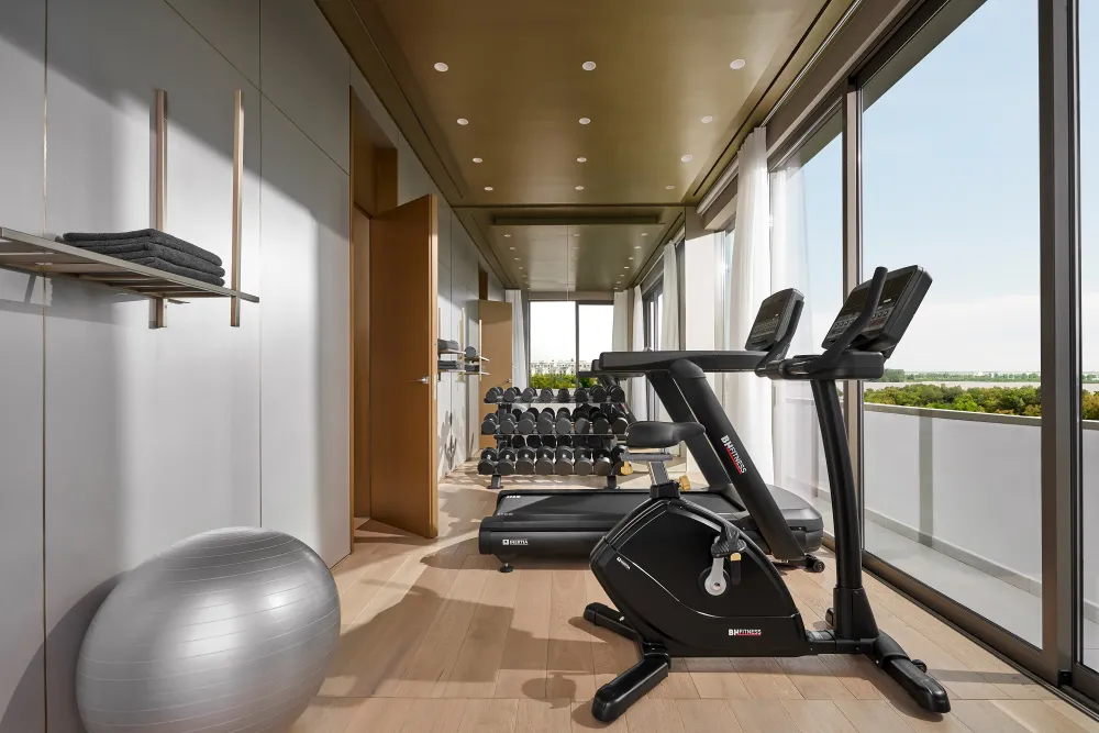 Phòng tập thể hình hiện đại ngắm nhìn toàn cảnh không gian khu dinh thự Phòng tập thể hình hiện đại ngắm nhìn toàn cảnh không gian khu dinh thự