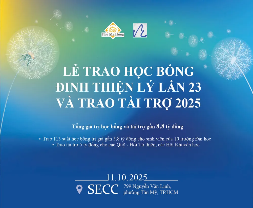 Gần 8,8 tỷ đồng sẽ được trao trong chương trình "Học bổng Đinh Thiện Lý 2025"