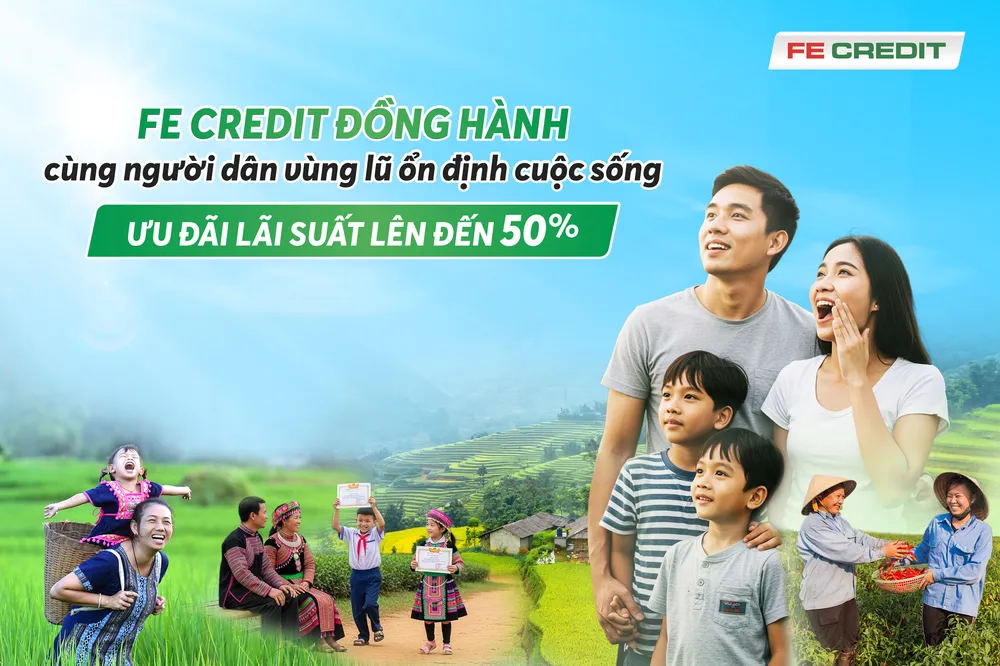 FE CREDIT kỳ vọng gói tín dụng lãi suất ưu đãi sẽ giúp bà con sớm phục hồi và ổn định đời sống sau thiên tai. Ảnh FE CREDT