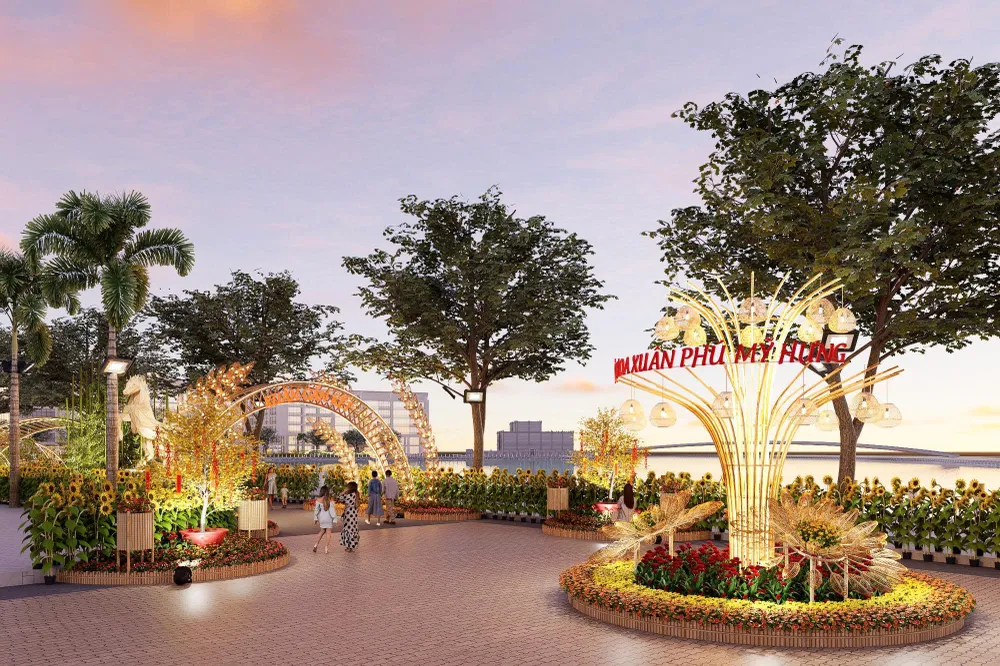 Phối cảnh Hội Hoa Xuân Phú Mỹ Hưng Tết Bính Ngọ 2026