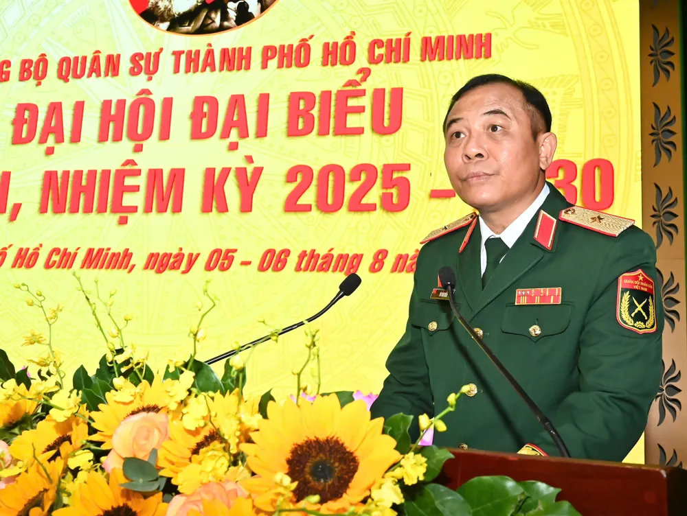 Thiếu tướng Vũ Văn Điền phát biểu khai mạc. Ảnh: VIỆT DŨNG z6878133881918_92edb302eedda6fe4b27718ca18dfc86.jpg