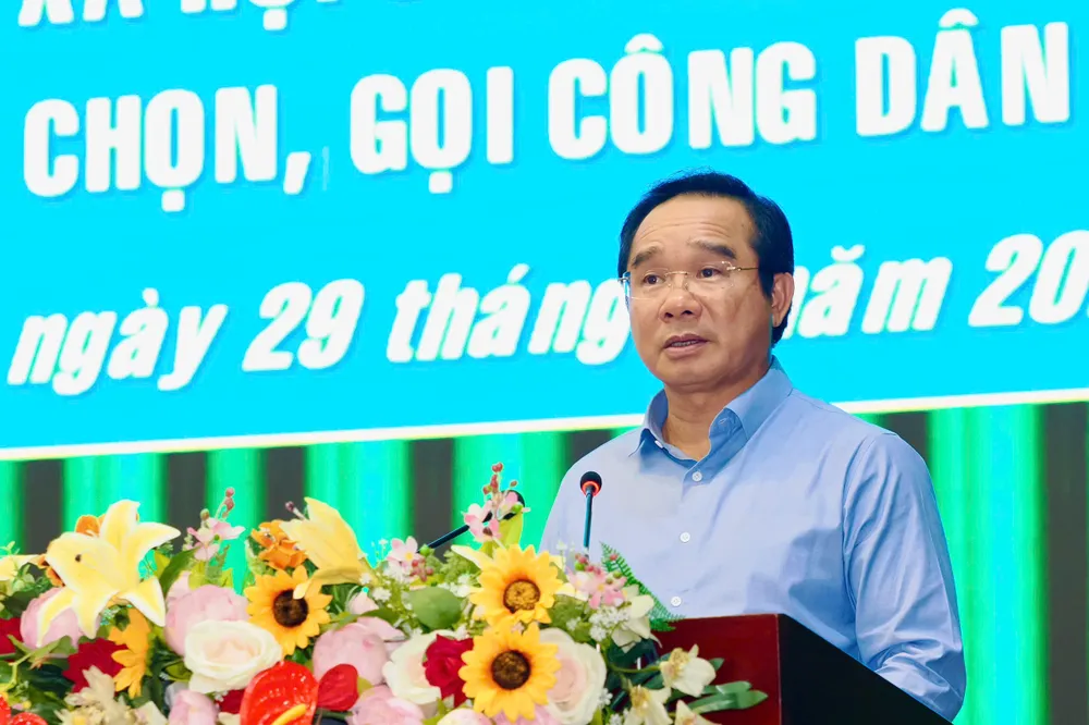 Đồng chí Nguyễn Văn Được phát biểu chỉ đạo hội nghị. Ảnh: HOÀNG HÙNG z6957489874306_eb67f91a7ce9fa9129ee7a03a92e2c07.jpg