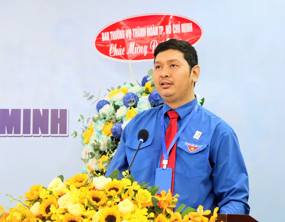 Bí thư Đoàn các cơ quan Đảng TPHCM Bùi Hữu Hồng Hải phát biểu khai mạc đại hội z7062139718985_bc68161b98cbc398eafa799666480ed2.jpg