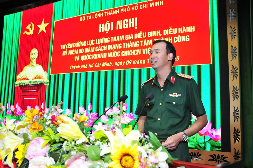 Thiếu tướng Phạm Như Quân phát biểu tại hội nghị. Ảnh: HỮU TÂN z7098709402760_ffa75aee7e770f1b223d8fd2a0ee64b8.jpg
