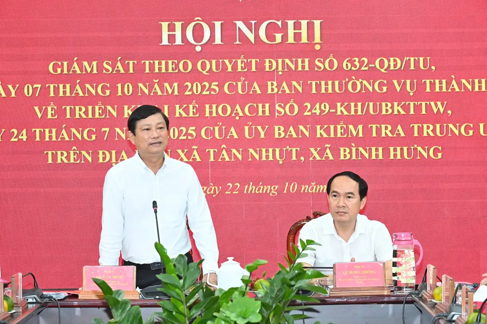 Đồng chí Võ Văn Minh phát biểu tại buổi làm việc. Ảnh: VIỆT DŨNG z7144282928648_faee447ed3325291d4dcf68d3e378d32.jpg
