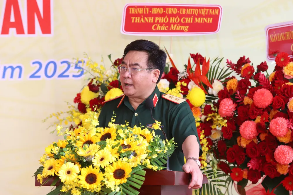 O Tenente-General Nguyen Duc Loi discursa na cerimônia. Foto: LE TIEN z7147302681236_b61a29f704536ef66ab855b2276f6eba.jpg