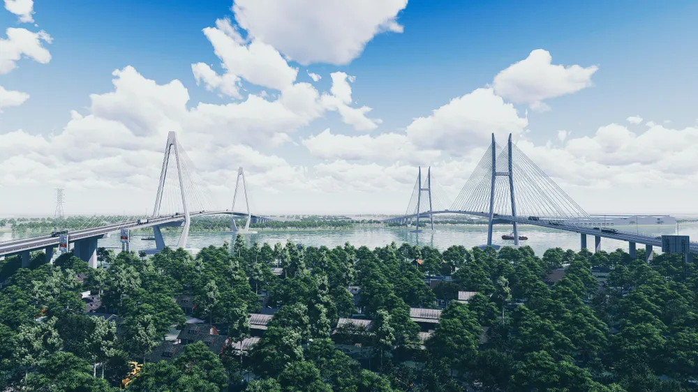 Phối cảnh cầu Mỹ Thuận 2, cách cầu Mỹ Thuận hiện hữu khoảng 350m. Ảnh: Bộ GTVT