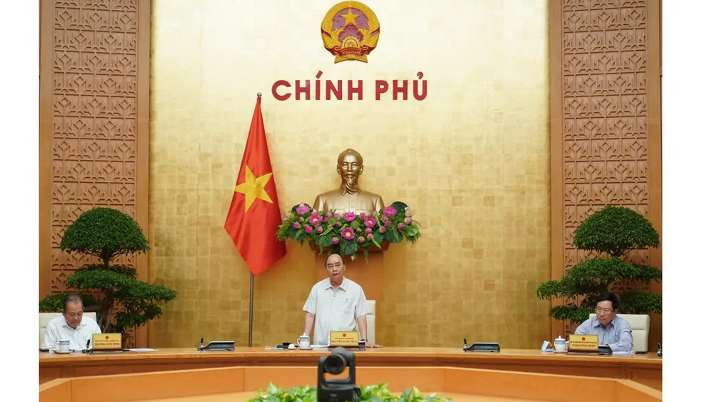 Chính phủ họp về phòng chống dịch Covid-19. Ảnh: QUANG PHÚC