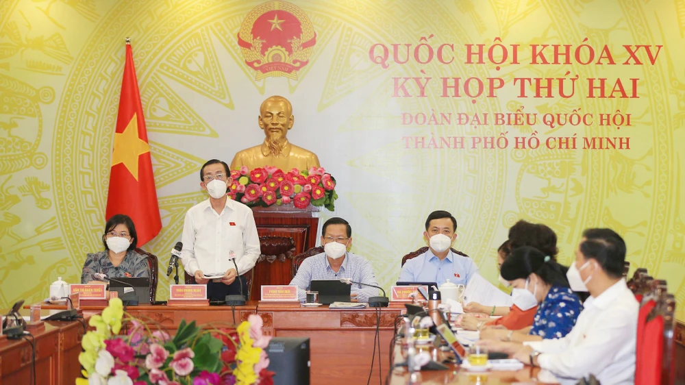 Quang cảnh kỳ họp thứ 2, Quốc hội khóa XV tại điểm cầu TPHCM, ngày 9-11-2021. Ảnh: DŨNG PHƯƠNG 