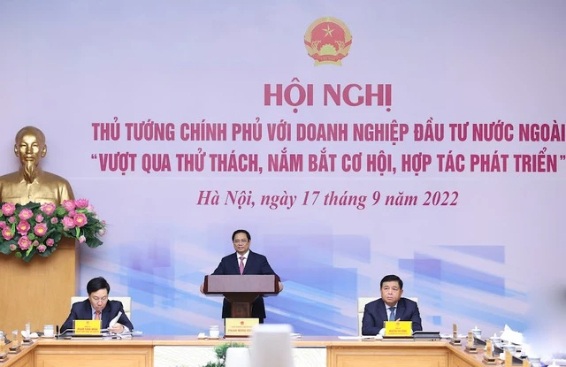 Hội nghị Thủ tướng Chính phủ với doanh nghiệp đầu tư nước ngoài. Ảnh: VIẾT CHUNG