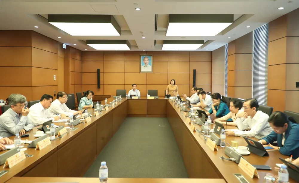 Đoàn ĐBQH TPHCM thảo luận tại tổ chiều 1-11. Ảnh: QUANG PHÚC