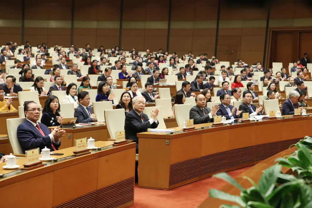 Lãnh đạo Đảng, Nhà nước tham dự phiên họp chiều 9-1. Ảnh: QUANG PHÚC