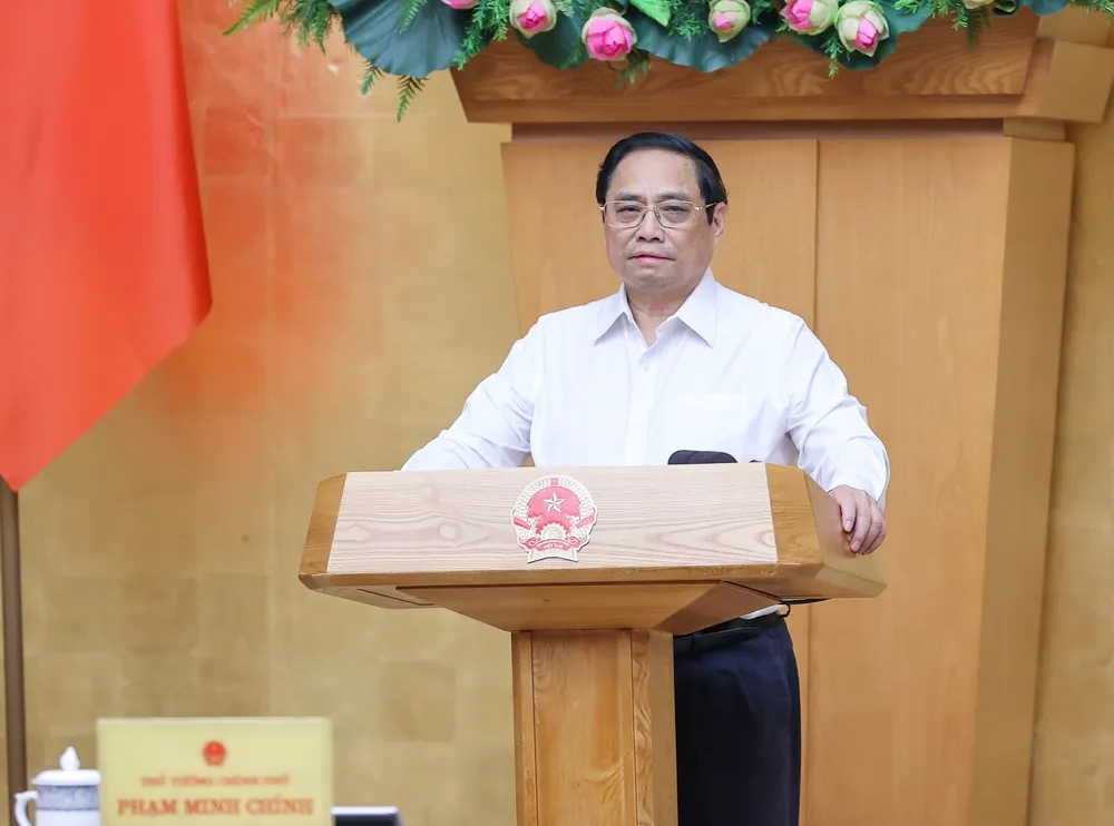 Thủ tướng Phạm Minh Chính phát biểu tại phiên họp Chính phủ thường kỳ xây dựng pháp luật, sáng 26-7. Ảnh: VIẾT CHUNG Thủ tướng Phạm Minh Chính phát biểu tại phiên họp Chính phủ thường kỳ xây dựng pháp luật, sáng 26-7. Ảnh: VIẾT CHUNG