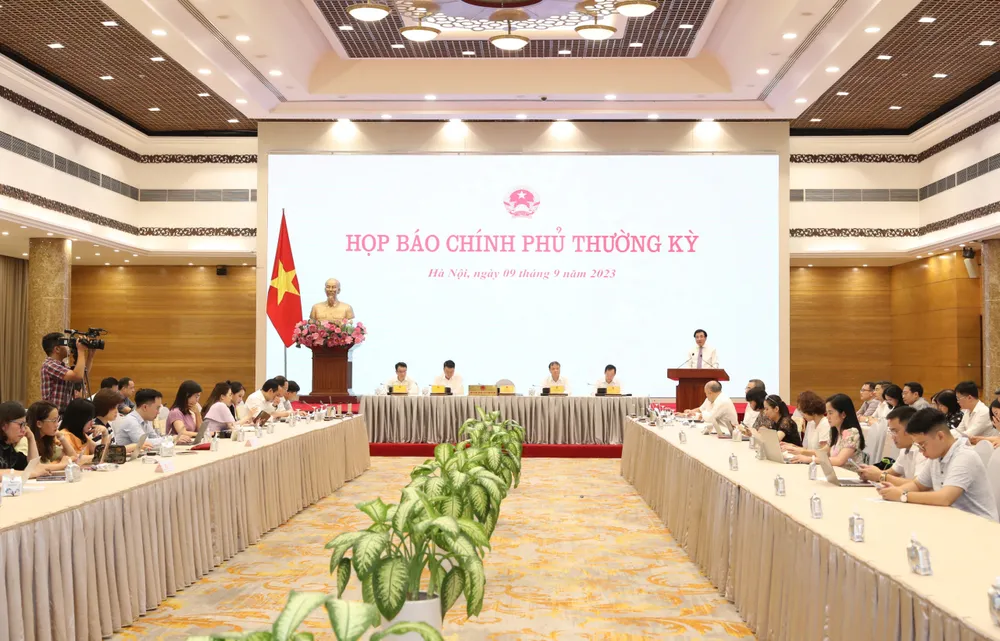 Quang cảnh họp báo Chính phủ. Ảnh: QUANG PHÚC Quang cảnh họp báo Chính phủ. Ảnh: QUANG PHÚC