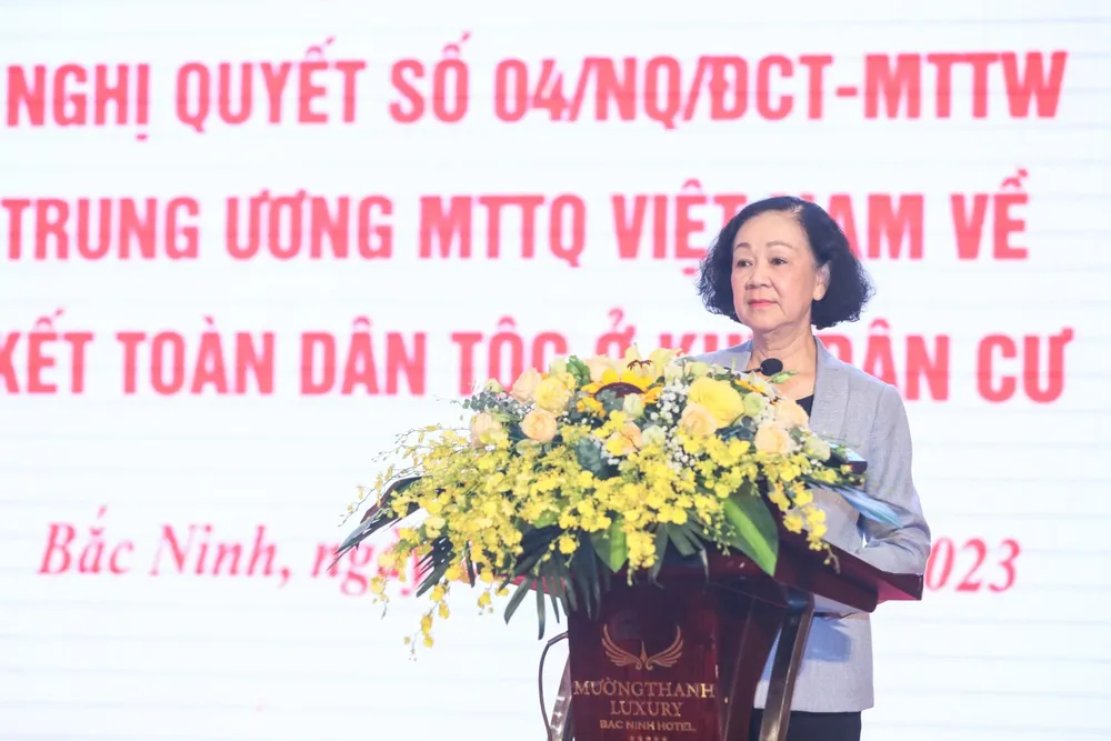 Đồng chí Trương Thị Mai nhấn mạnh, Ngày hội Đại đoàn kết toàn dân tộc tăng cường đồng thuận, niềm tin của nhân dân Đồng chí Trương Thị Mai nhấn mạnh, Ngày hội Đại đoàn kết toàn dân tộc tăng cường đồng thuận, niềm tin của nhân dân