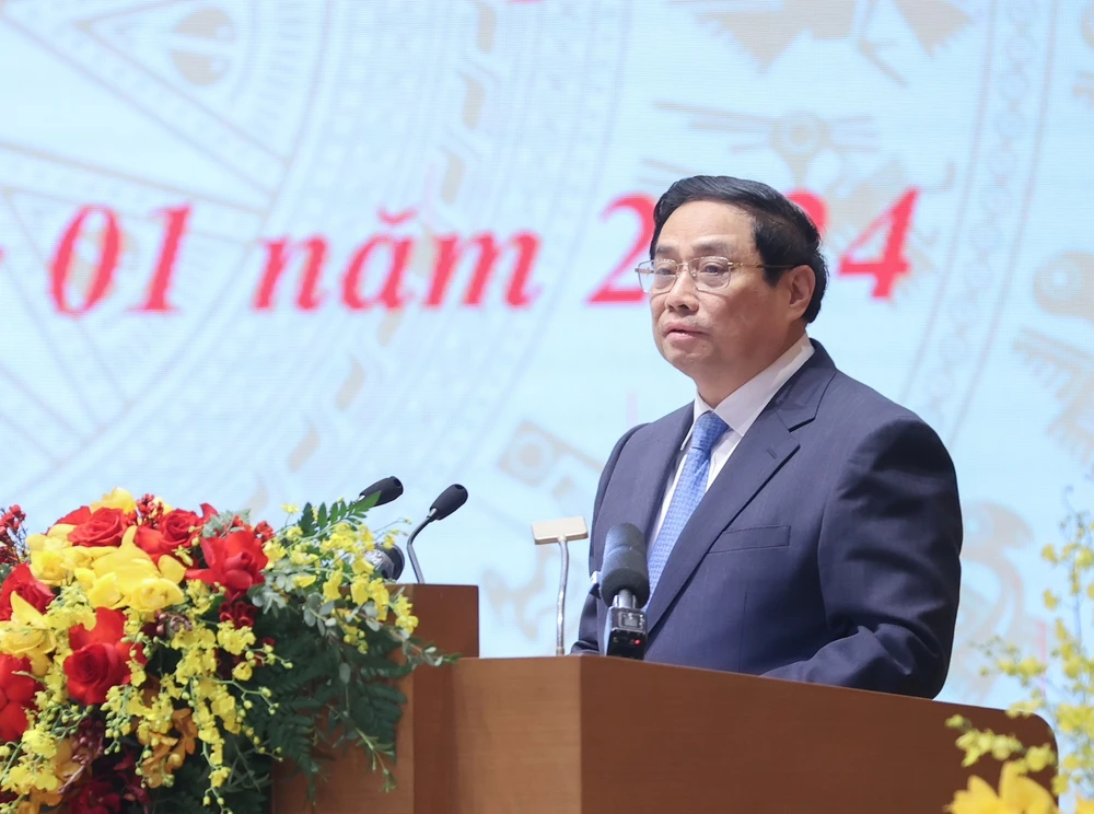 Thủ tướng Phạm Minh Chính phát biểu tại hội nghị Chính phủ với địa phương ngày 5-1: Ảnh: VIẾT CHUNG 3-2756.jpg