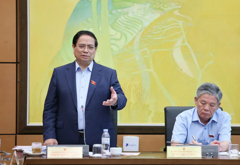 Thủ tướng Phạm Minh Chính phát biểu tại phiên thảo luận tổ, sáng 23-5. Ảnh: QUANG PHÚC 1.jpg