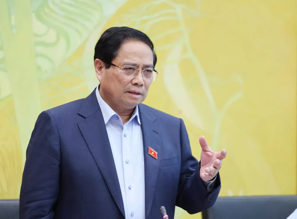 Thủ tướng Phạm Minh Chính phát biểu tại phiên thảo luận tổ, sáng 23-5. Ảnh: QUANG PHÚC Thủ tướng Phạm Minh Chính phát biểu tại phiên thảo luận tổ, sáng 23-5. Ảnh QUANG PHÚC.jpg