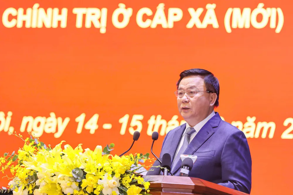 Giám đốc Học viện Chính trị quốc gia Hồ Chí Minh Nguyễn Xuân Thắng phát biểu khai mạc hội nghị. Ảnh: VIẾT CHUNG 2.jpg