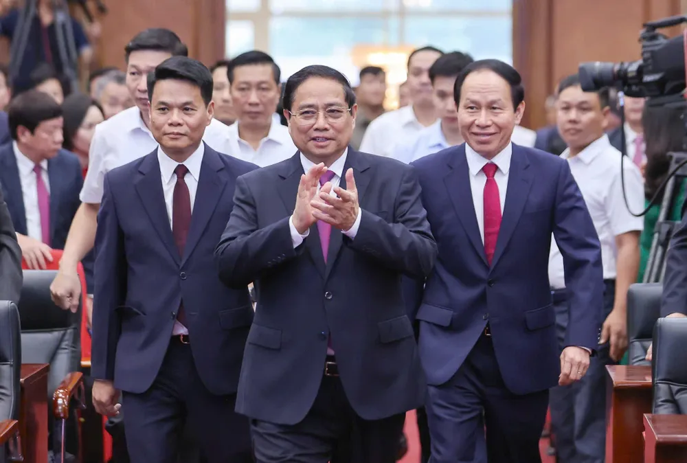 Thủ tướng Phạm Minh Chính dự lễ công bố tại TP Hải Phòng. Ảnh: VIẾT CHUNG 1.jpg