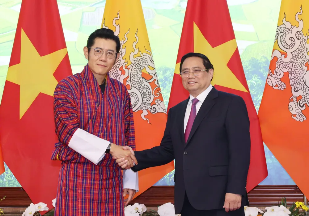 Thủ tướng Phạm Minh Chính hội kiến Quốc vương Bhutan Jigme Khesar Namgyel Wangchuck, chiều 19-8. Ảnh: QUANG PHÚC 9c4f592c-cf26-4074-8e27-6b33b6a8d4ed.jpg