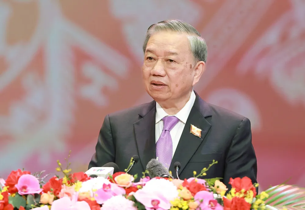 Tổng Bí thư Tô Lâm phát biểu chỉ đạo tại lễ kỷ niệm. Ảnh: VIẾT CHUNG