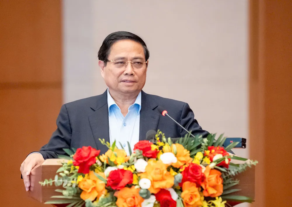 Thủ tướng Phạm Minh Chính phát biểu tại hội nghị. Ảnh: VIẾT CHUNG 3.jpg