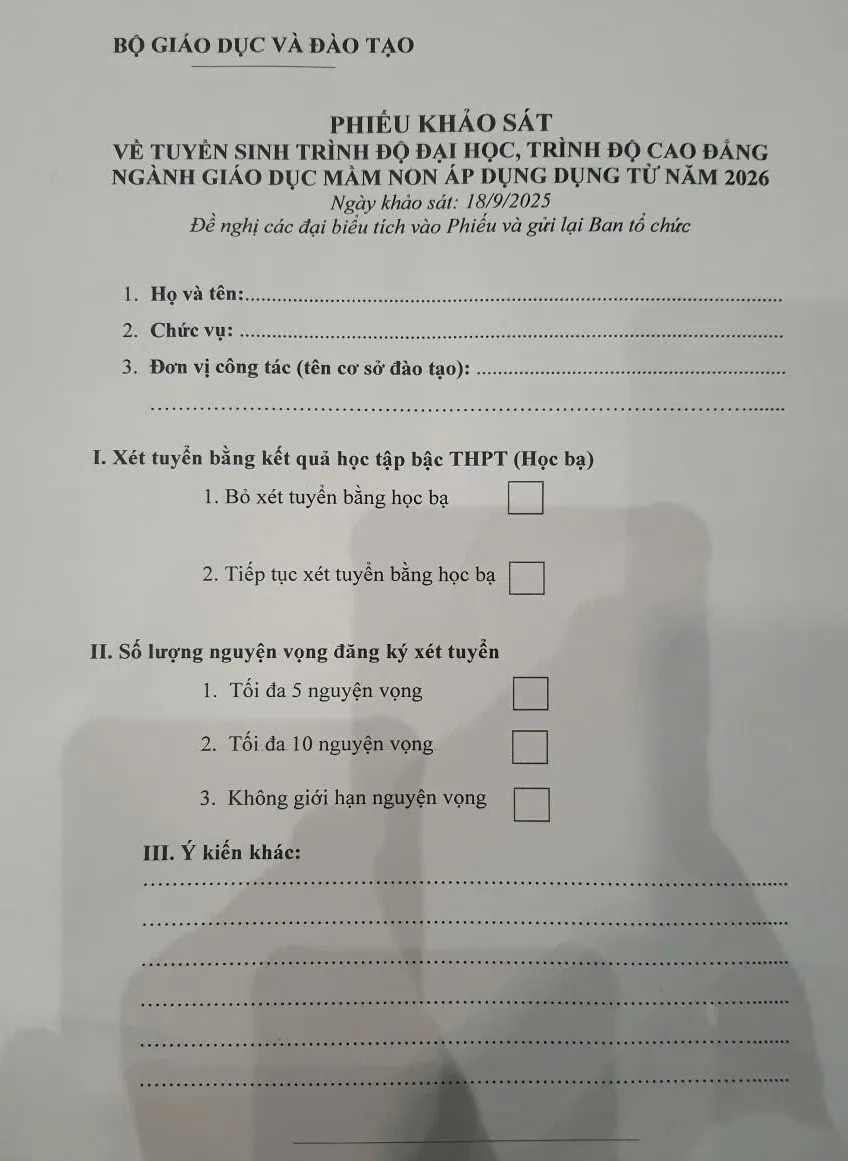 Bộ GD-ĐT đã gửi phiếu khảo sát về phương thức tuyển sinh đại học từ năm 2026 1.jpg