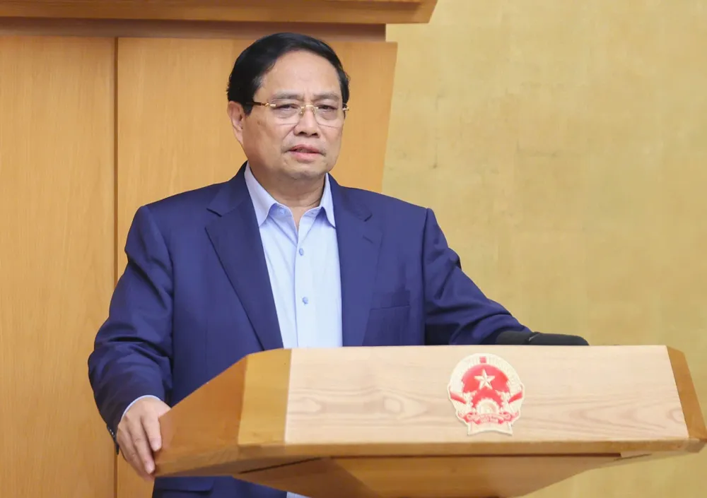 Thủ tướng Phạm Minh Chính phát biểu tại hội nghị trực tuyến Chính phủ với địa phương. Ảnh: VIẾT CHUNG